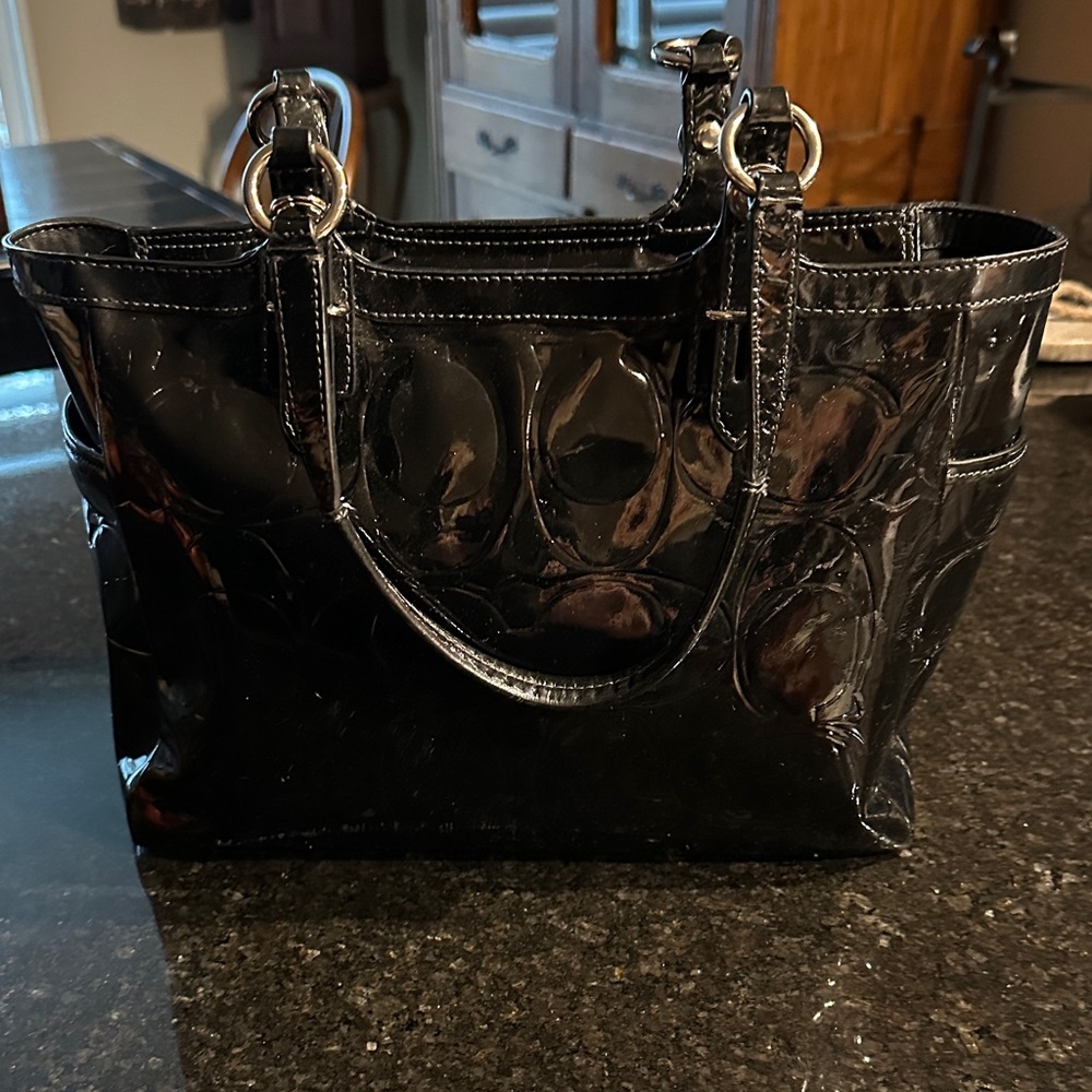 Coach Black Patent Leather Tote